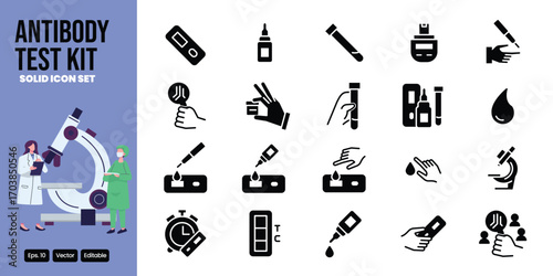 antibody test kit solid icon set vector design good for web and mobile app