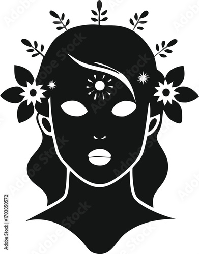 a vector illustrator of a floral women