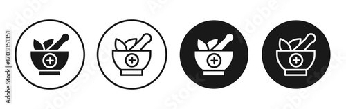 Mortar pestle icon vector illustrations set for app and web