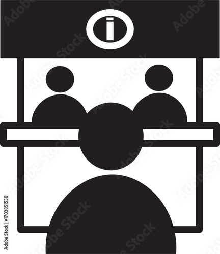 information booth line icon.Exhibitor line..symbol collection on black background.int
