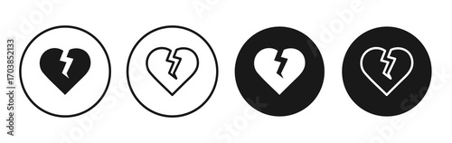 Heart Crack icon vector illustrations set for app and web