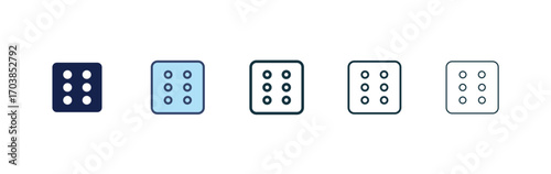 Dice six icon vector illustrations set for app and web