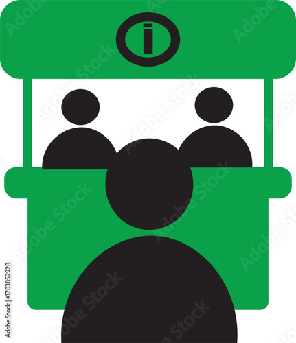 information booth line icon.Exhibitor line..symbol collection on black background.int