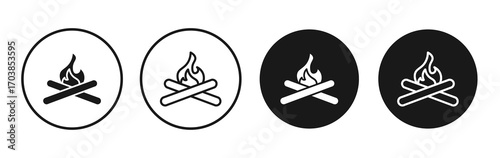 Campfire icon vector illustrations set for app and web