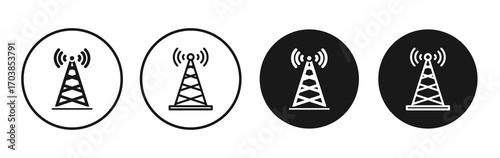 Broadcast tower icon vector illustrations set for app and web