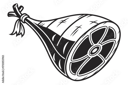 Stylized black and white ham on white background