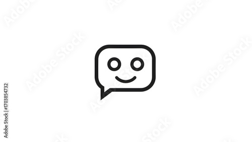 Minimalist chatbot smiley face icon. Vector illustration of a happy conversation bubble for web and mobile apps