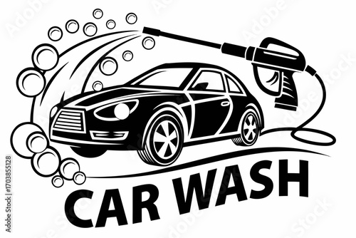 Car wash service with high pressure water and bubbles
