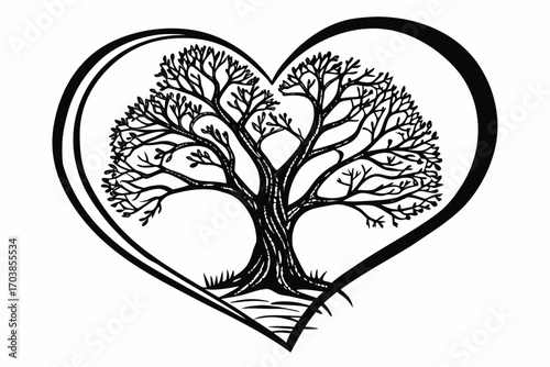 Heart shaped tree of life illustration