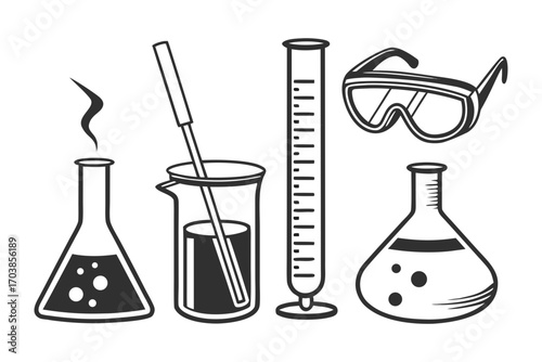 Collection of scientific laboratory equipment icons