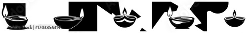 Diwali diya lamp border pattern monochrome for laser cutting engraving and cnc