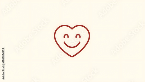 Simple vector icon of a red smiling heart symbol representing love, happiness, and positive emotions
