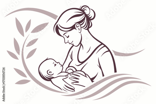 Mother breastfeeding her baby with gentle embrace