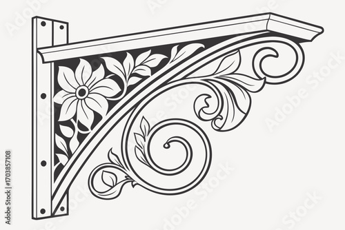 Ornate floral bracket with scrollwork detail