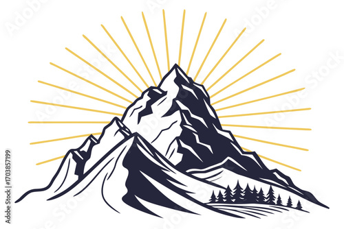 Majestic mountain peaks illuminated by golden sun rays