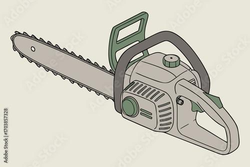 Illustration of a gasoline powered chainsaw