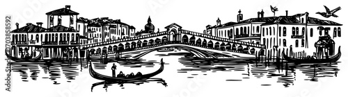 Rialto Bridge on the Grand Canal in Venice Italy sketch
