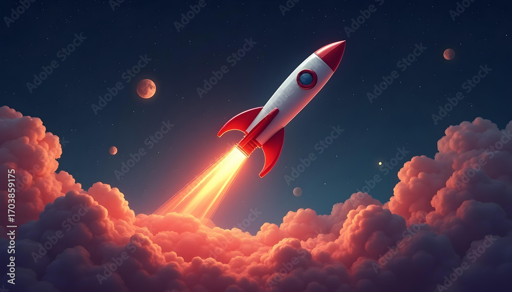 Naklejka premium rocket in the sky