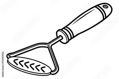 Simple line drawing of a potato masher kitchen utensil