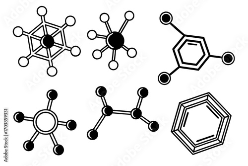 Abstract molecular structures and chemical bonds icons