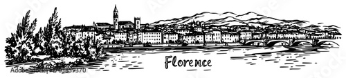 Hand drawn sketch of Florence Italy cityscape
