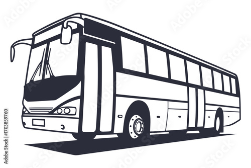 Stylized line art illustration of a modern coach bus