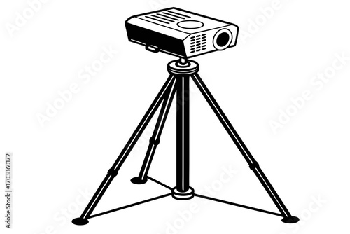 Projector mounted on a tripod stand