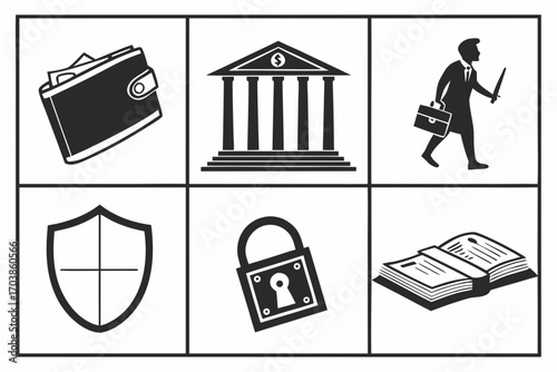 Financial security and business concepts icons