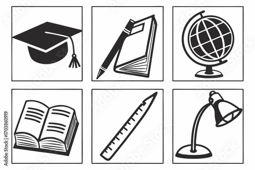 Education and school supplies icons