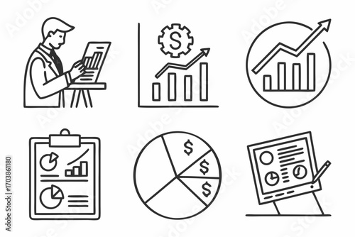 Business and financial data analysis icons