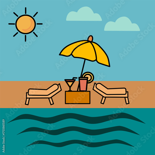 Summer Beach Cocktail with Umbrella
