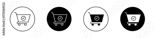 Shopping cart check icons vectors for web designs.