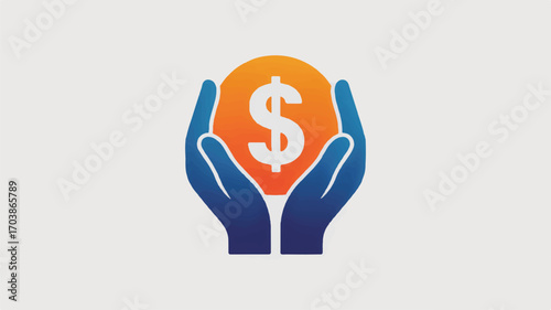 Vector art of hands holding a dollar sign coin