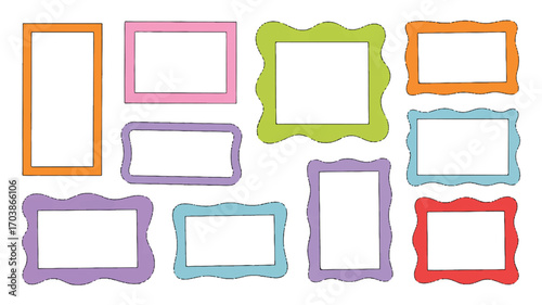 Vector art of collection of colorful decorative picture frames