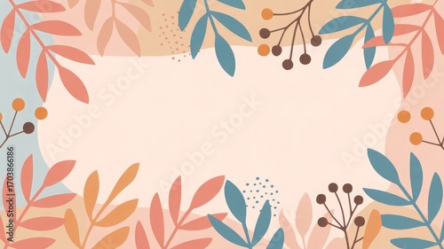 Abstract Watercolor floral frame background, grunge floral background with copy space