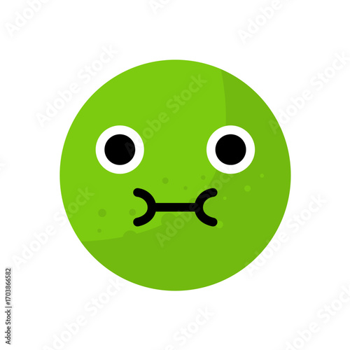 Disgusted face emoticon with straight mouth - vector icon