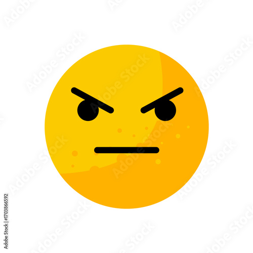  Angry face emoticon with straight mouth - vector icon