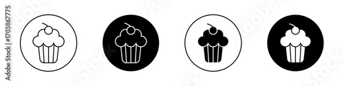 Cupcake icons vectors for web designs.
