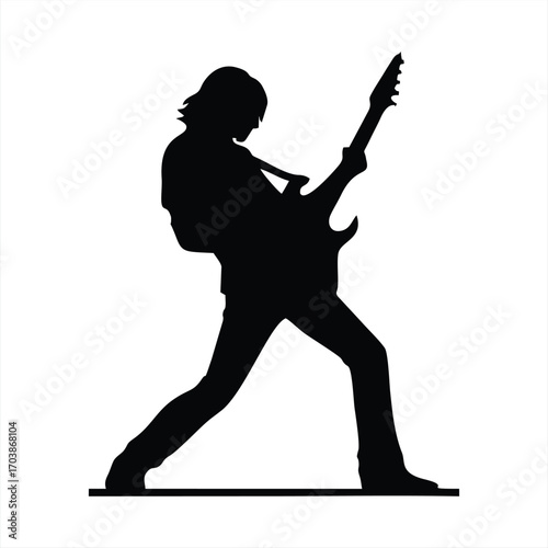 Electric Guitar Player Silhouette Rock Music Icon