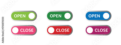 Open close icon vector. Open and Close Toggle Switches for Digital Interfaces symbol. vector illustration.