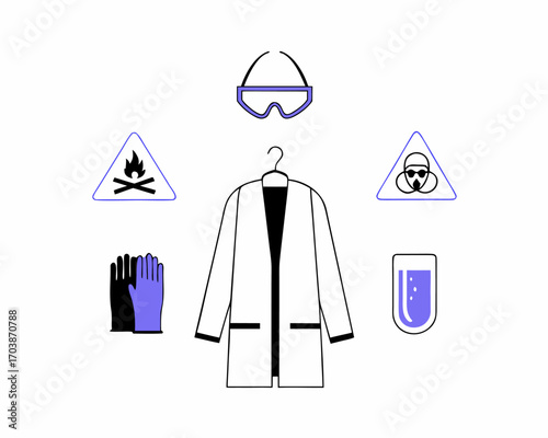 Chemical warning signs safety icons set