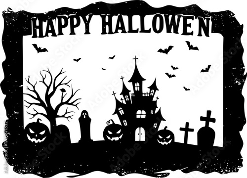 black and white vector illustration of an halloween set
