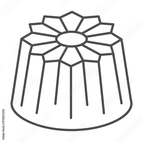 Chocolate candy with shape of star flower thin line icon, desert sweets concept. Vector graphics. Candy sign on white background, outline style icon for mobile or web design.
