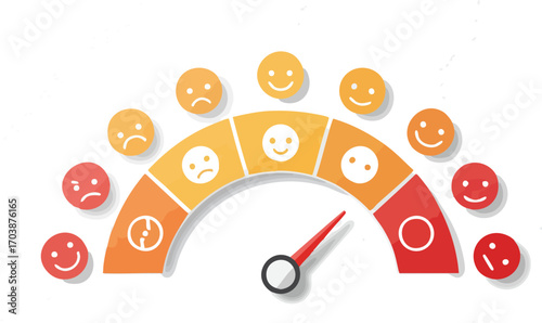 Customer feedback satisfaction meter with smiley faces and emotions
