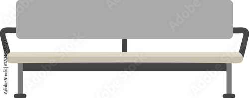 Illustration of an empty outdoor park bench on a white background