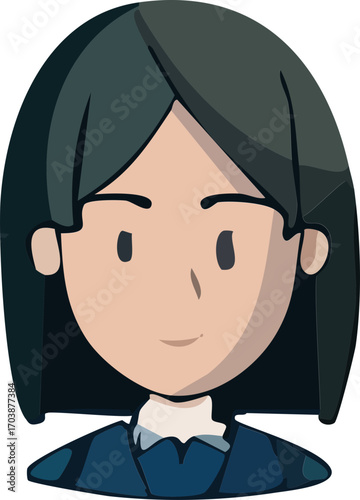 Cartoon Style Detailed Portrait Illustration of a Young Woman Character