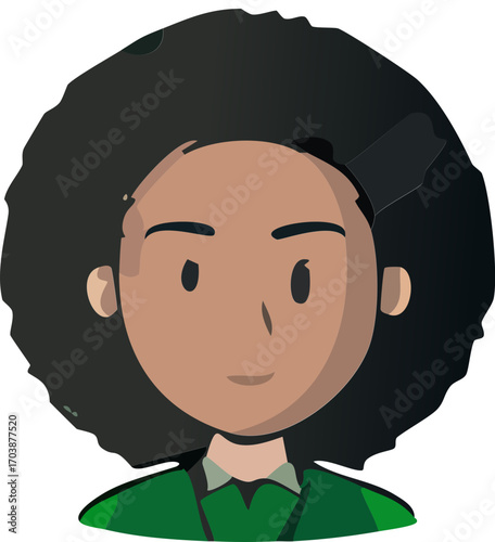 Cartoon Style Medium Shot Young Female Character Portrait Illustration