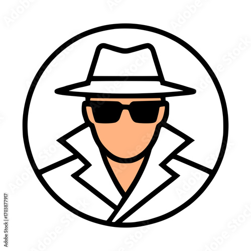 Mysterious figure in fedora and trench coat, iconic spy silhouette for intrigue and investigation themes