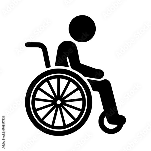 Person in wheelchair symbol representing accessibility and mobility for disabled individuals