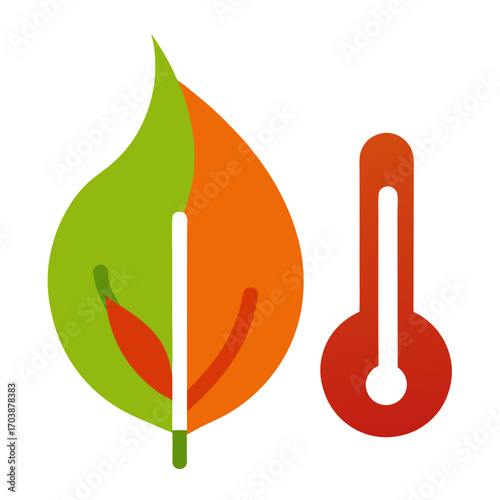 Leaf and thermometer icon representing climate change